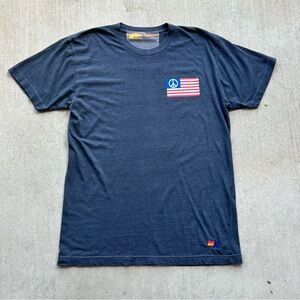 Aviator Nation Men’s T Shirt Size Large Gray Peace Sign Flag
